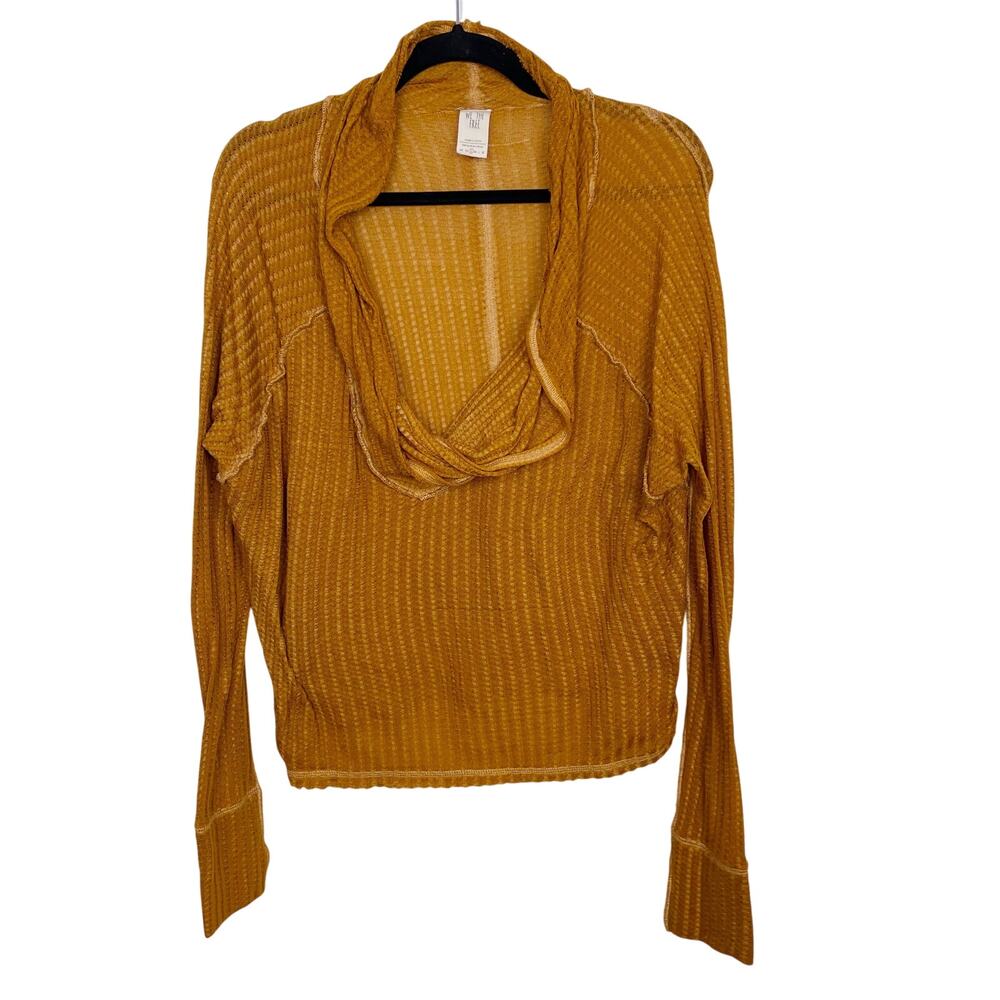 Free People Wildcat Thermal Cowl Neck Sweater Pullover in Cedar Orange Small S